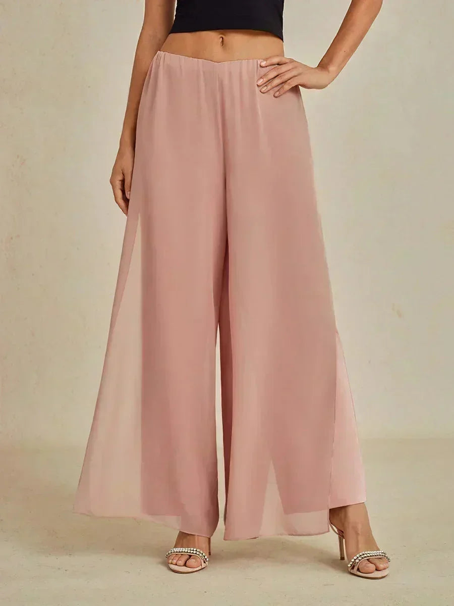 Pantalons à coupe droite avec une couche de chiffon