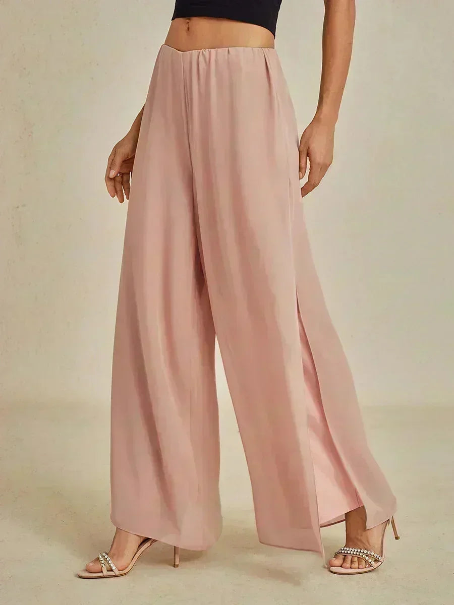 Pantalons à jambes droites avec une couche de chiffon découpée