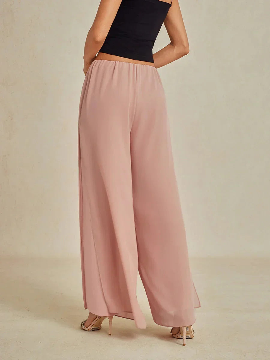 Pantalons droits avec une couche de chiffon