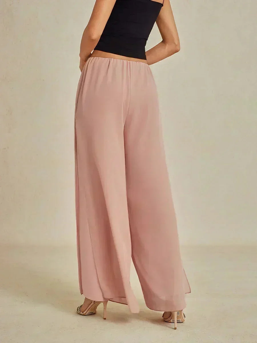 Pantalons à coupe droite avec une couche de chiffon