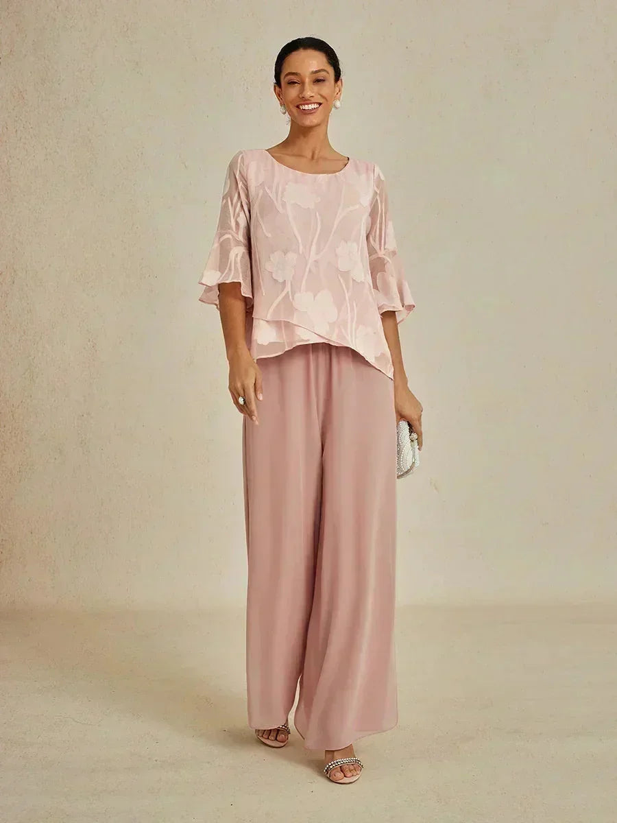Pantalons à coupe droite avec une couche de chiffon