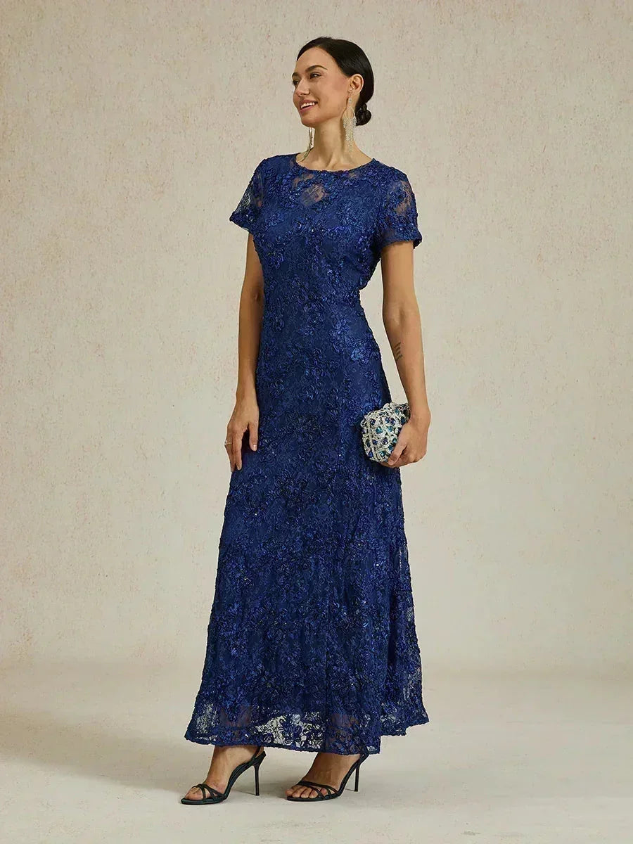 Robes A-Line en dentelle avec des décorations de paillettes
