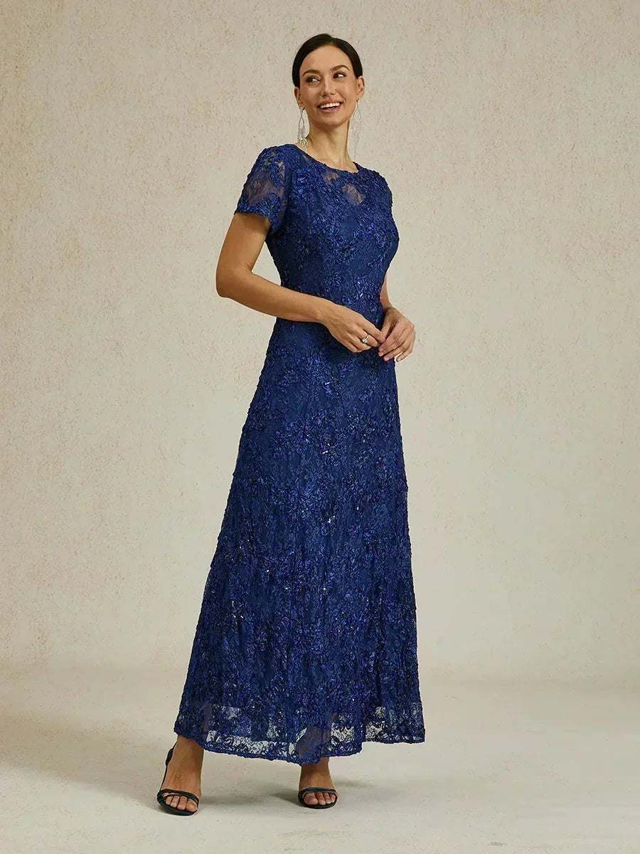 Robes A-Line en dentelle avec décorations en sequins