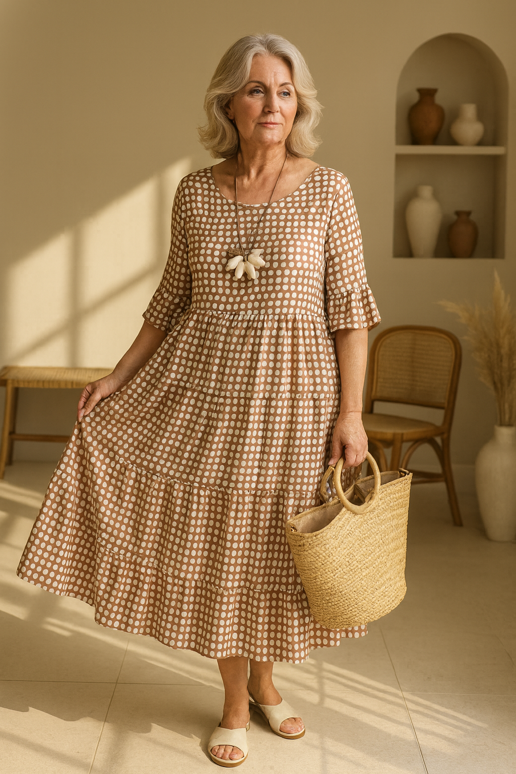 Zerla | Robe midi à manches courtes