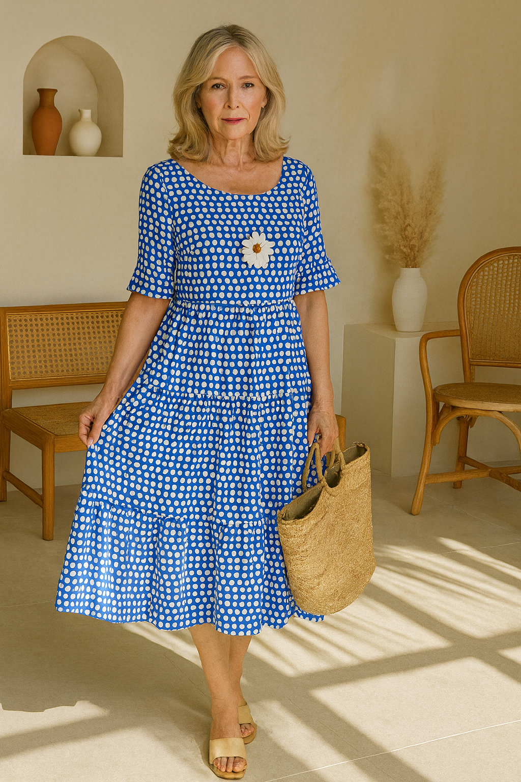 Zerla | Robe midi à manches courtes