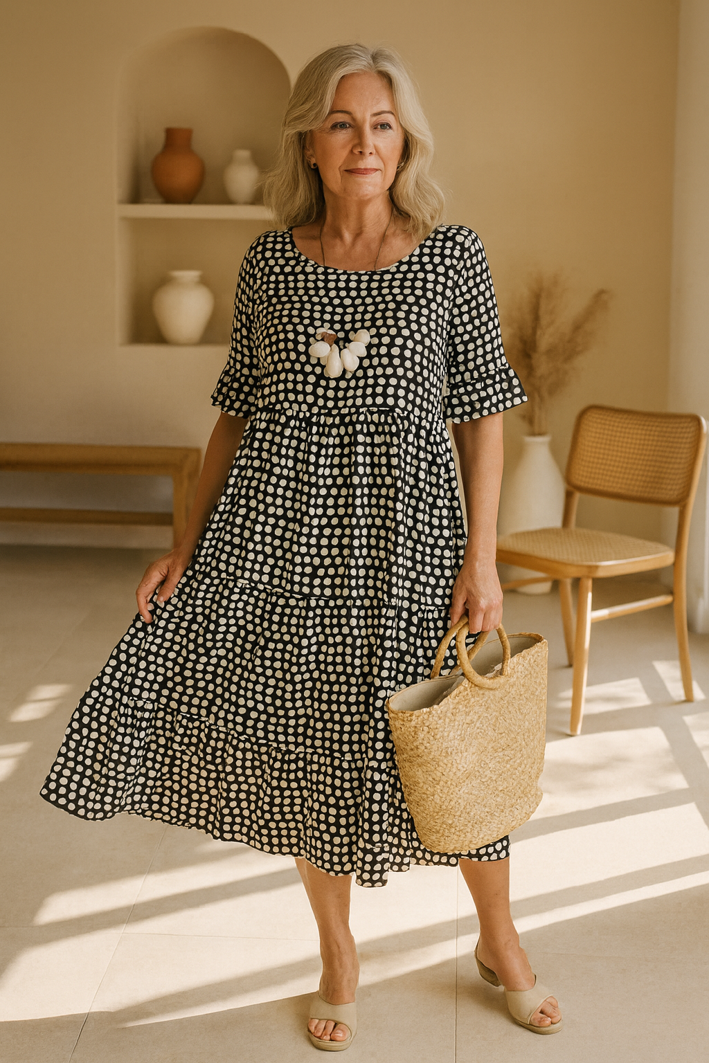 Zerla | Robe midi à manches courtes