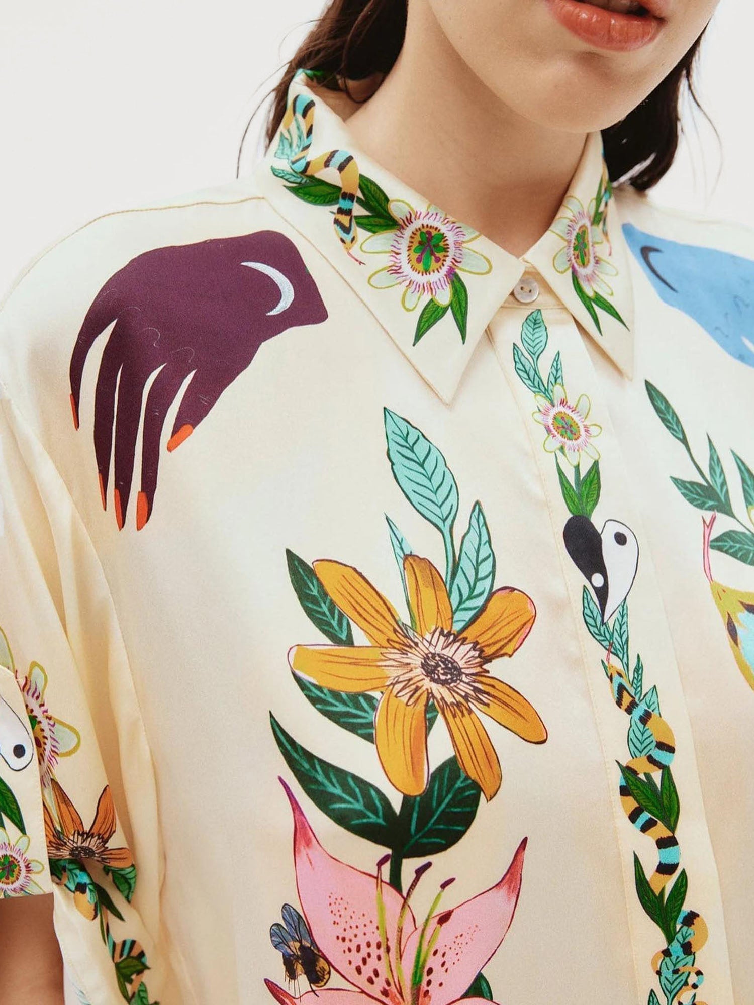 Chemise blouse grande avec imprimé sophistiqué