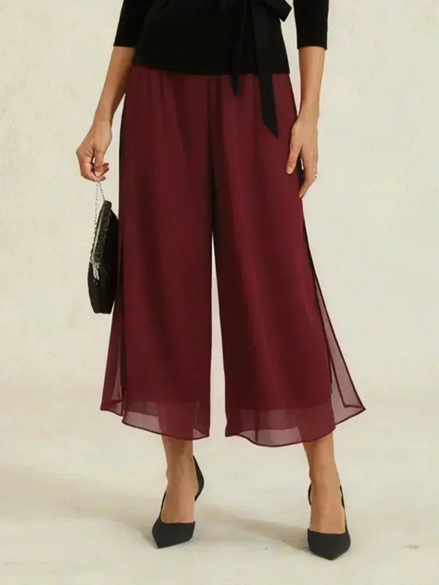 Pantalons droits courts avec une couche de chiffon