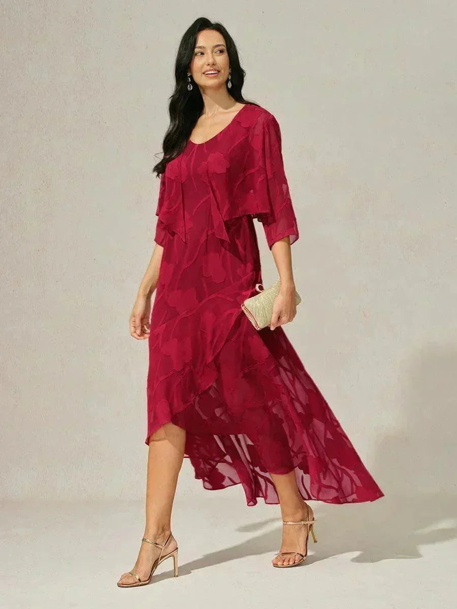 Robes de soirée sans manches en soie florale avec des ourlets asymétriques