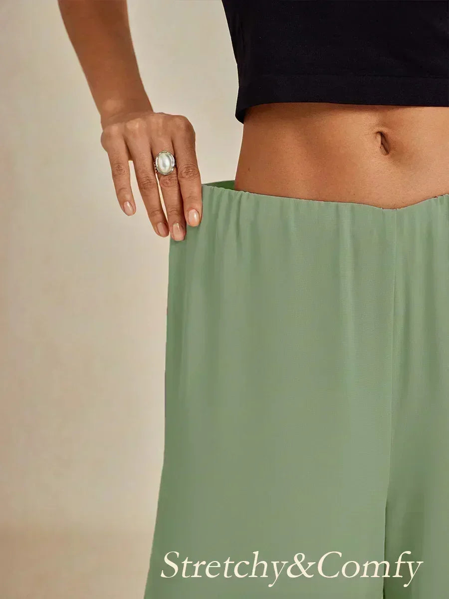 Pantalons à coupe droite avec une couche de chiffon
