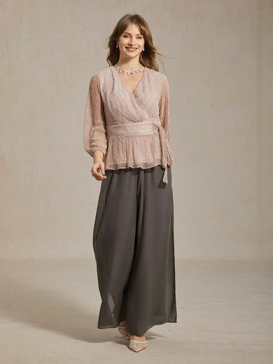 Pantalons droits avec une couche de chiffon