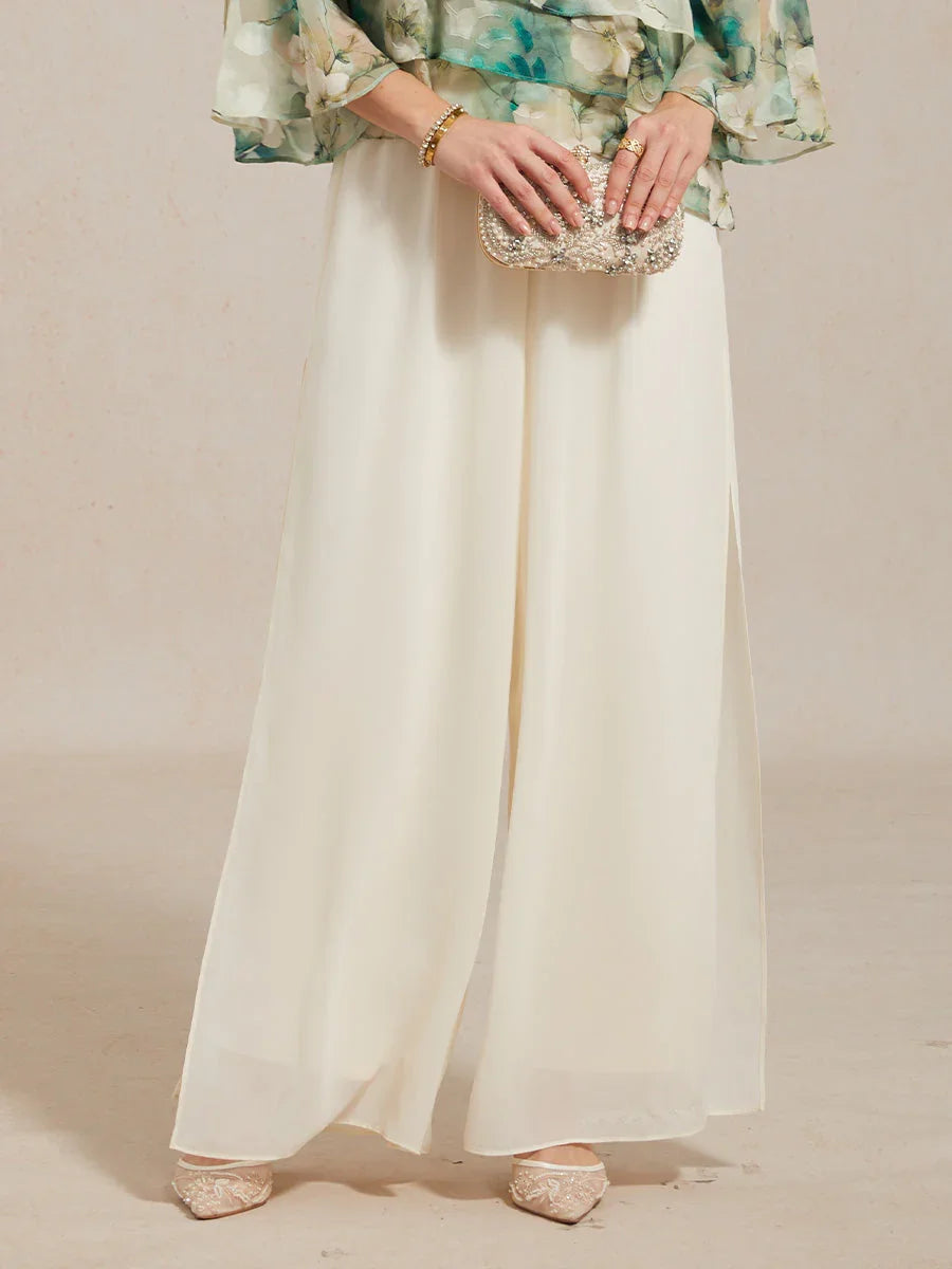 Pantalons à coupe droite avec une couche de chiffon