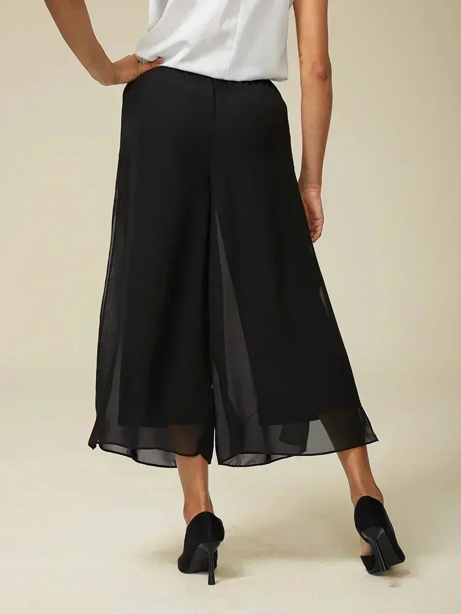 Pantalons droits courts avec une couche de chiffon