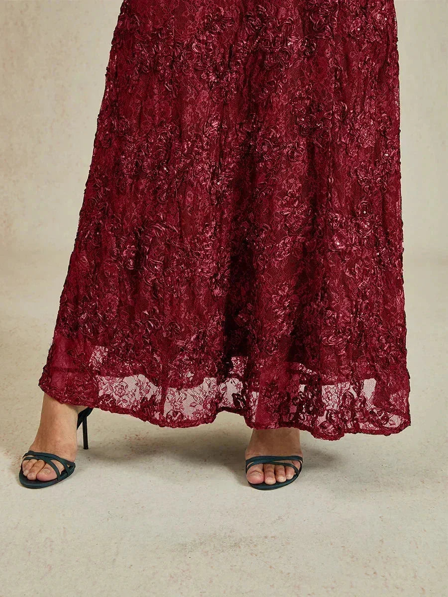 Robes A-Line en dentelle avec décorations en sequins