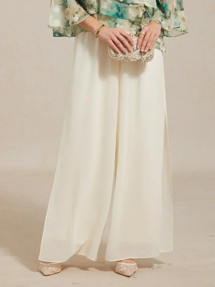 Pantalons droits avec une couche de chiffon fendue