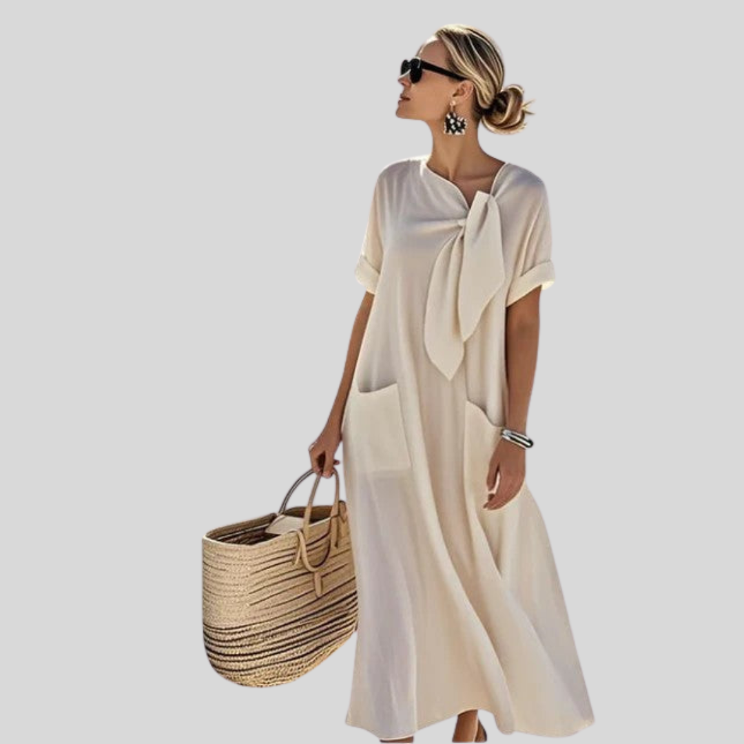 Alisa | Robe mini avec col à nouer pour femmes