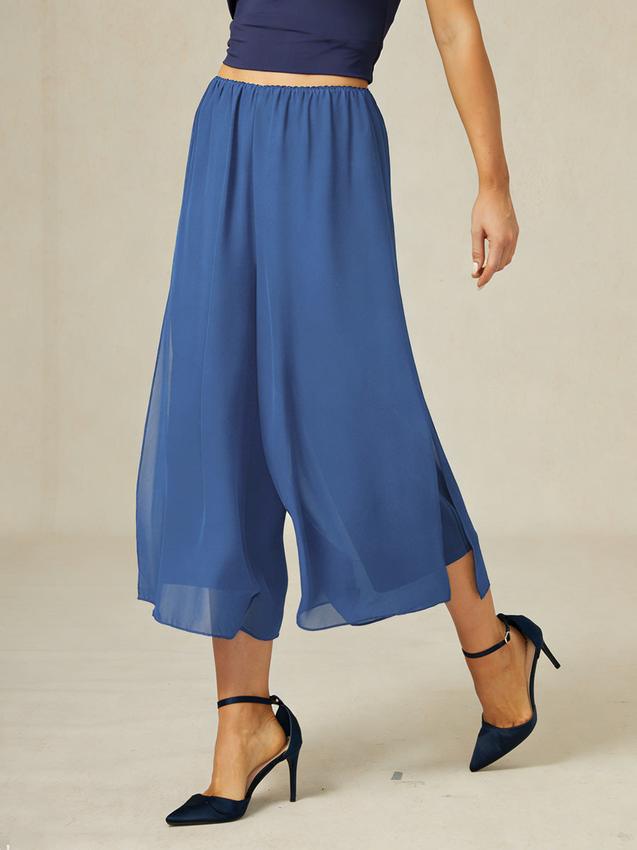 Pantalons droits courts avec une couche de chiffon