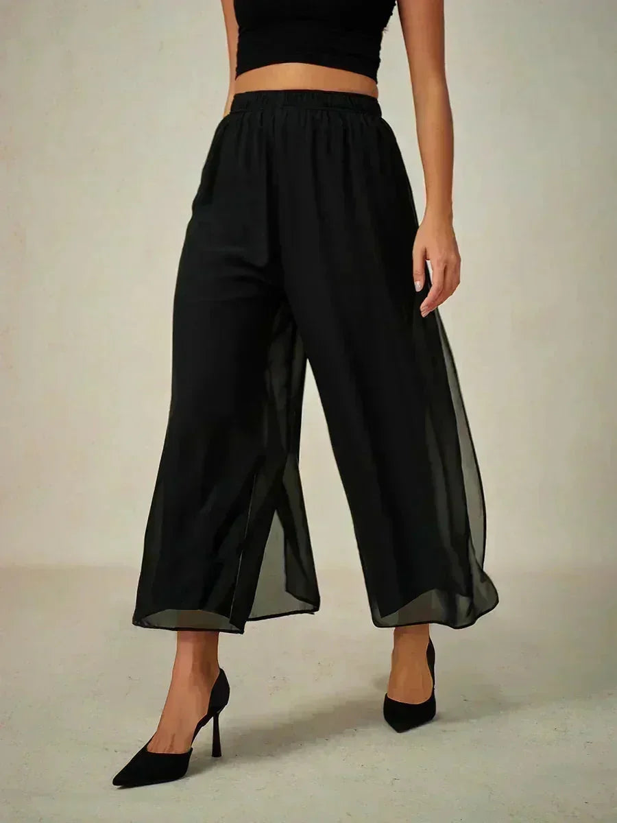 Pantalons droits courts avec une couche de chiffon