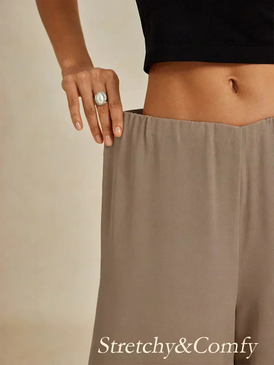 Pantalons droits avec une couche de chiffon