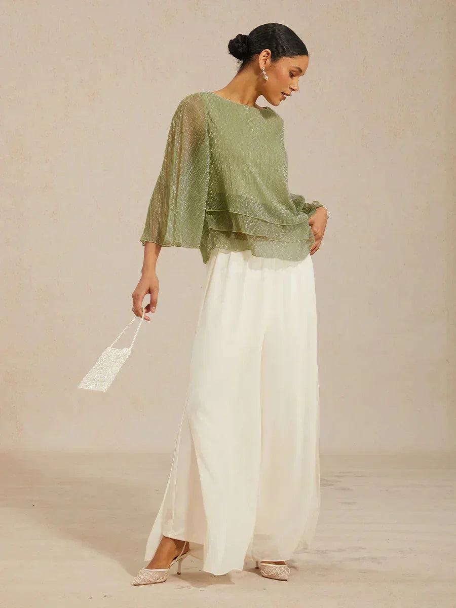Chemise à couches asymétrique en chiffon froissé métallique