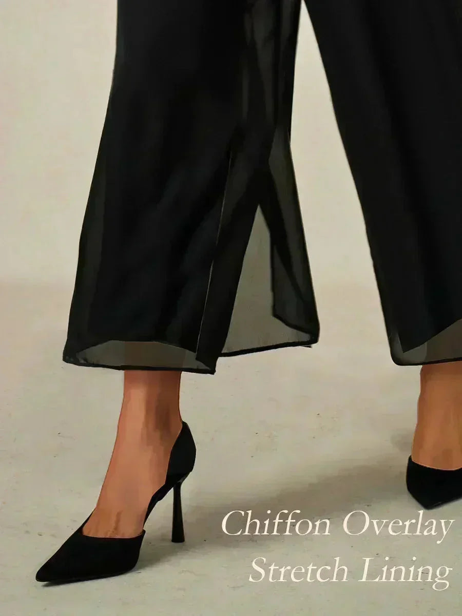 Pantalons droits courts avec une couche de chiffon