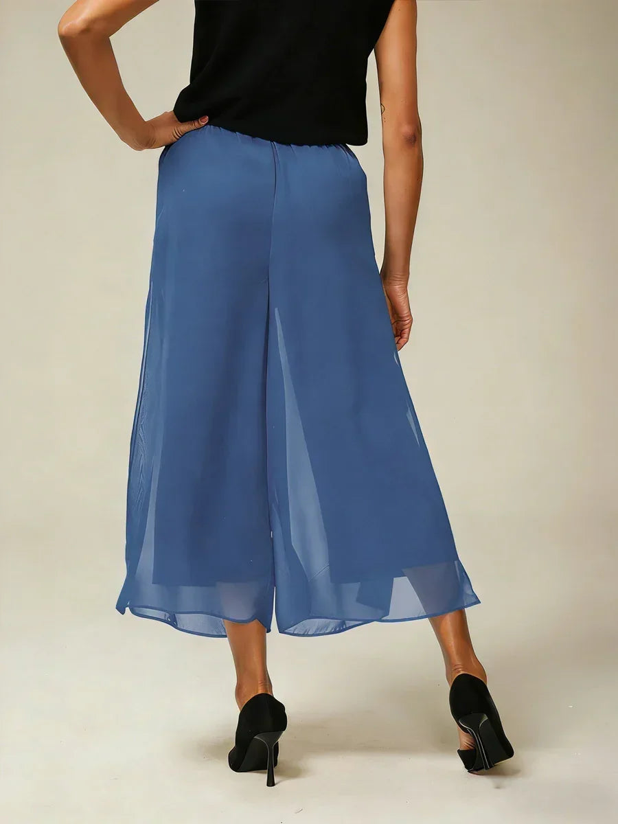 Pantalons droits courts avec une couche de chiffon