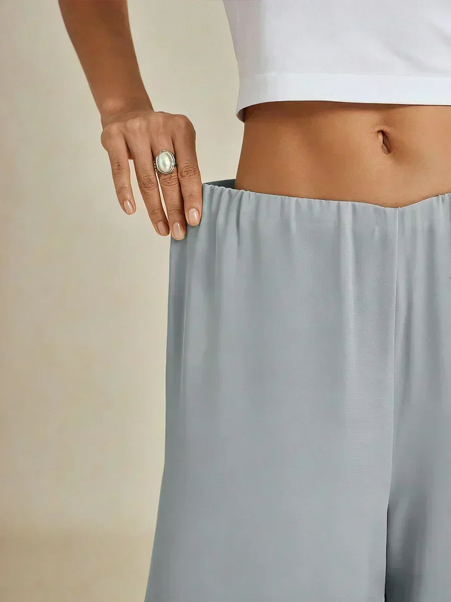 Pantalons droits avec une couche de chiffon