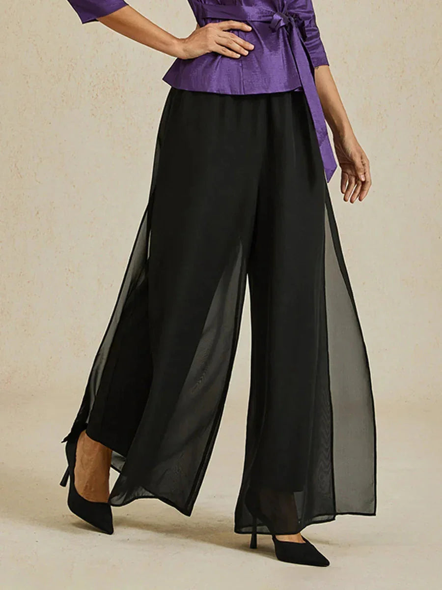 Pantalons droits avec une couche de chiffon