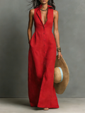 Robes maxi sans manches avec col de style minimaliste pour femmes MDZ1011C0Y