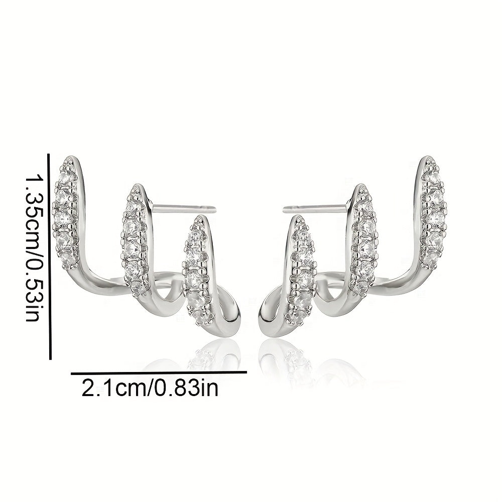 Boucles d'oreilles élégantes avec pierres précieuses en trois supports