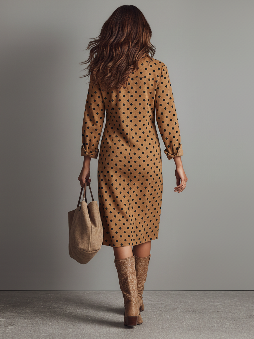 Robe midi à pois pour femmes modèle MDA2622I3Y