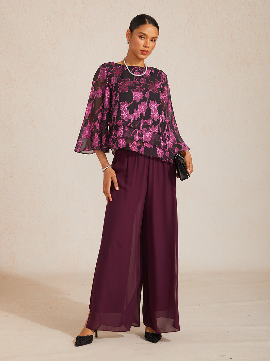 Pantalons à jambes droites avec une couche de chiffon découpée