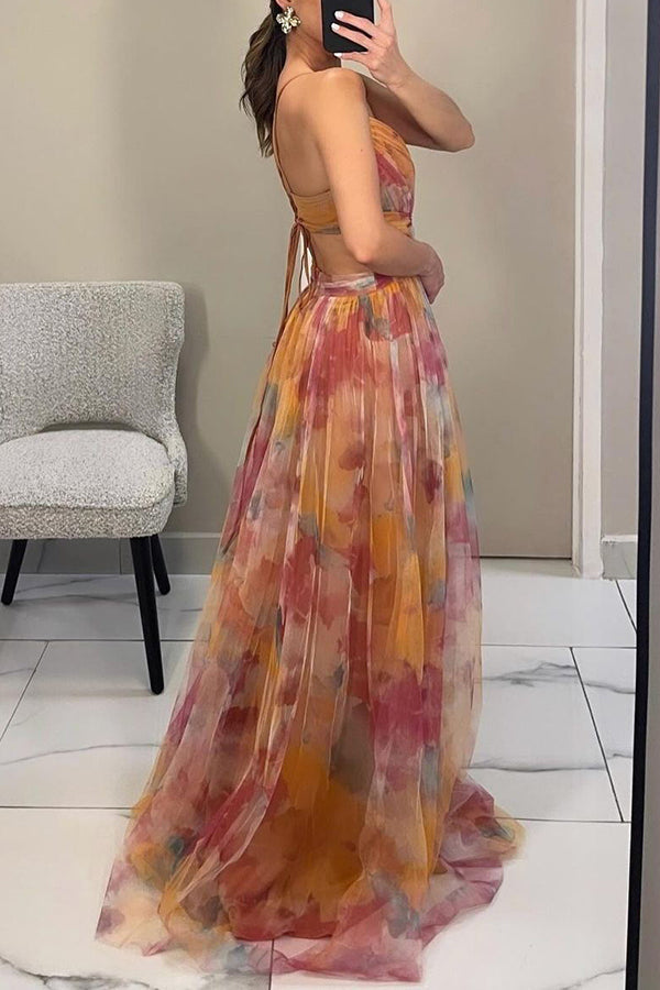 Alina – Robe longue tendance avec col en V pour femmes