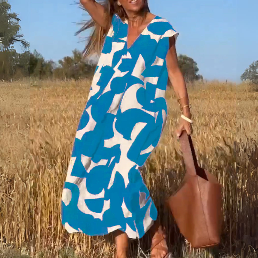 ELENA | Robe imprimée avec col en V
