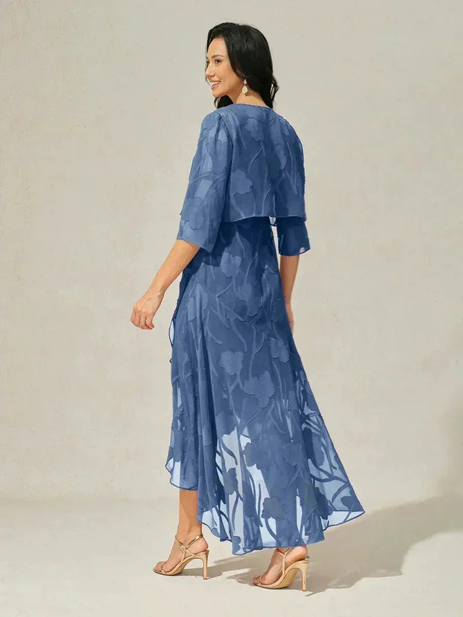 Robes de soirée sans manches en soie florale avec des ourlets asymétriques