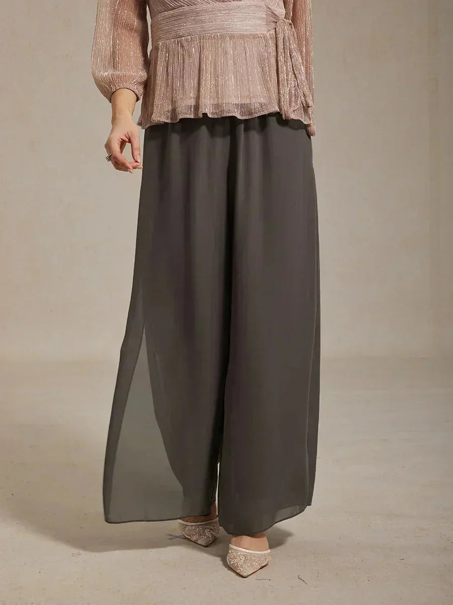 Pantalons droits avec une couche de chiffon