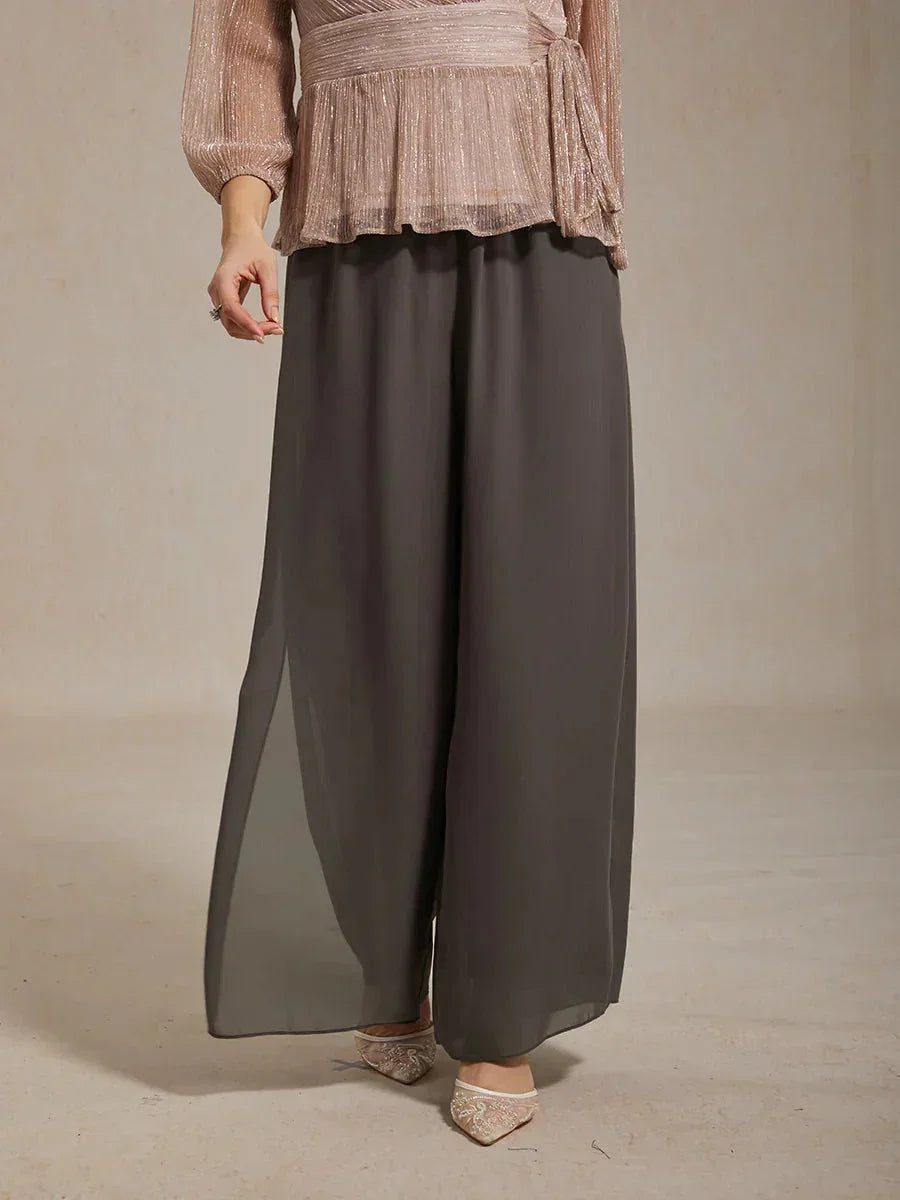 Pantalons droits avec une couche de chiffon
