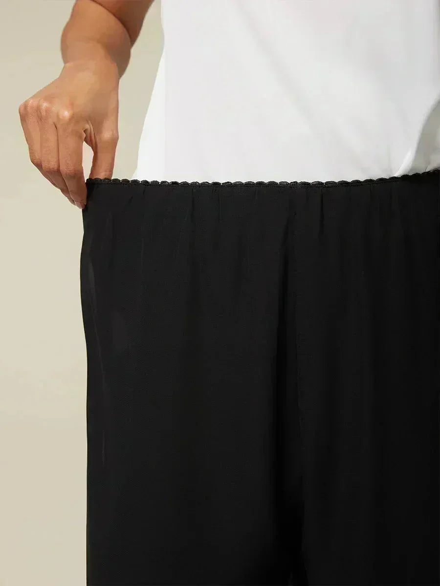 Pantalons droits courts avec une couche de chiffon