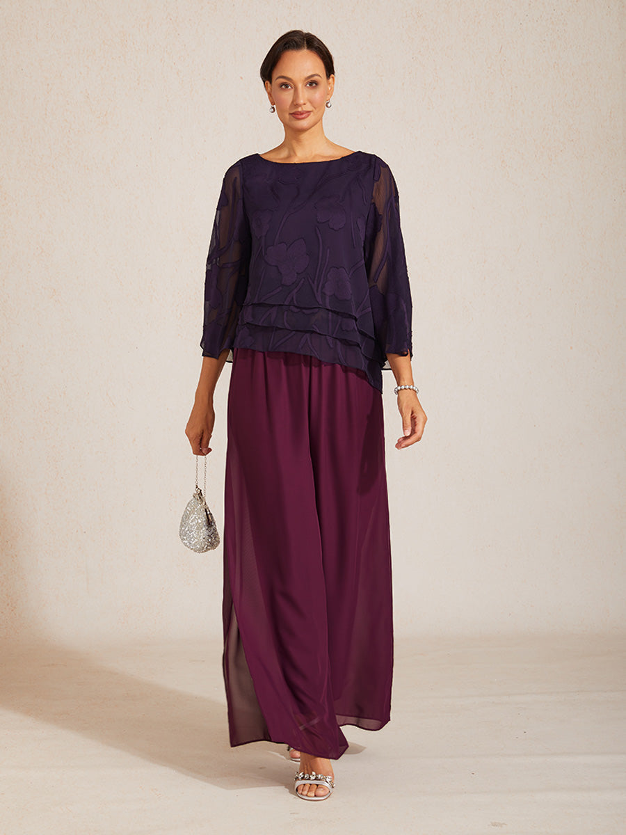 Pantalons à jambes droites avec une couche de chiffon découpée