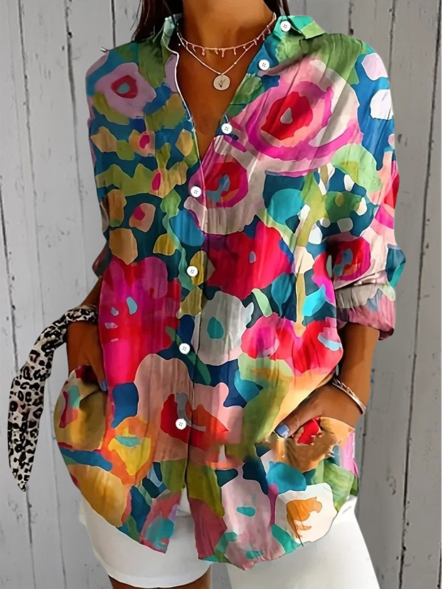 Anika | Chemise à boutons artistique et colorée