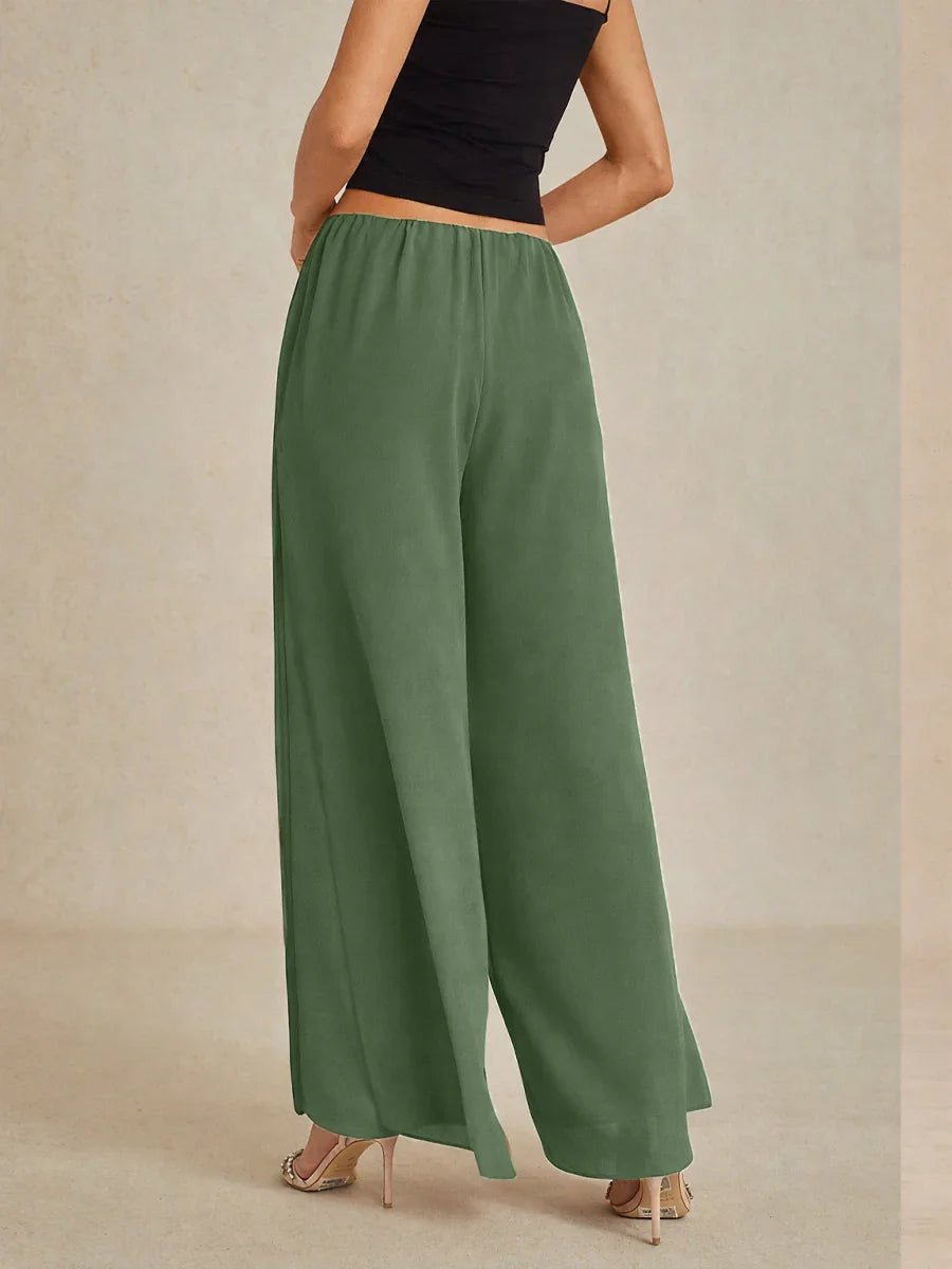 Pantalons droits avec une couche de chiffon