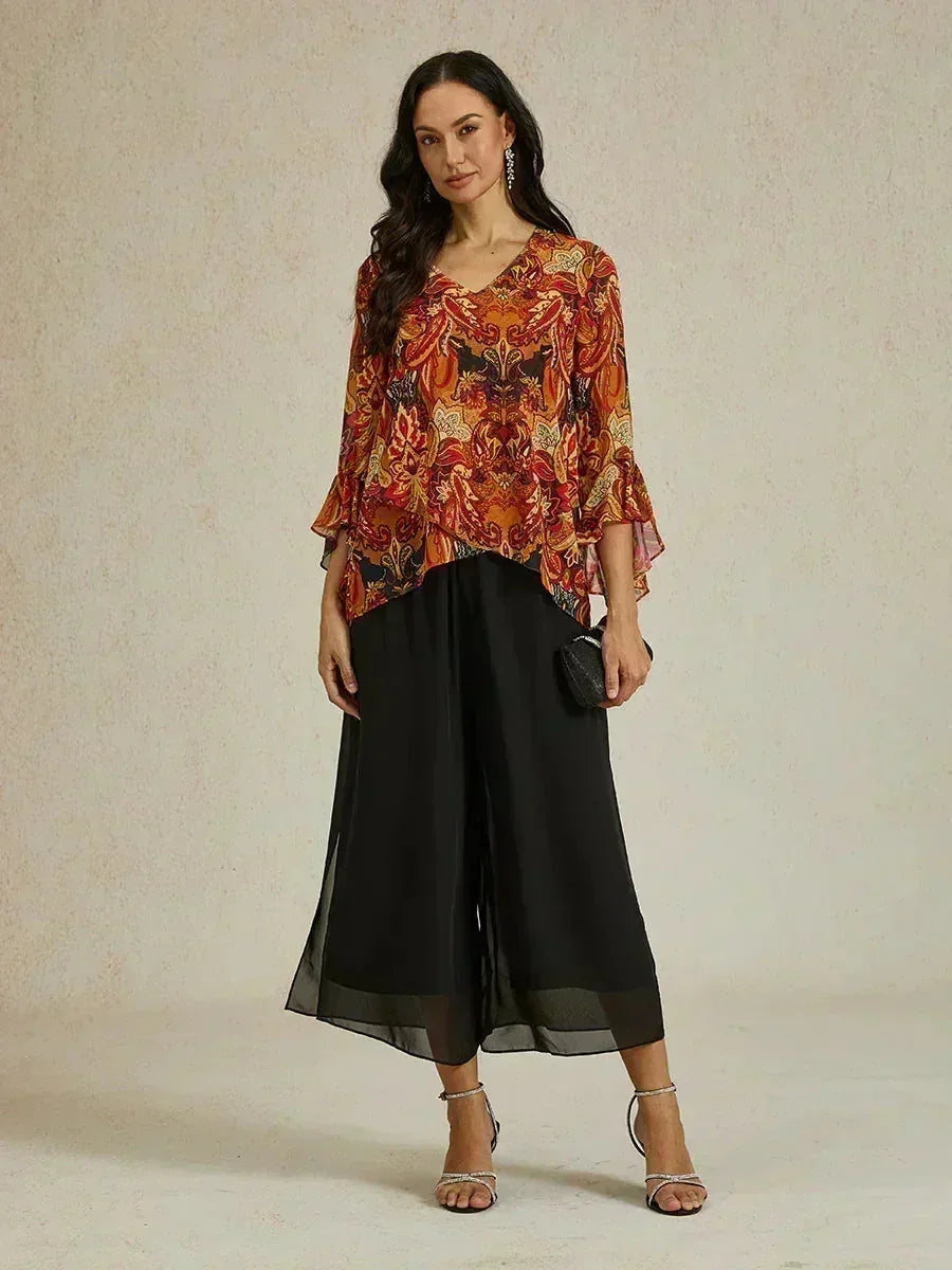 Pantalons droits courts avec une couche de chiffon