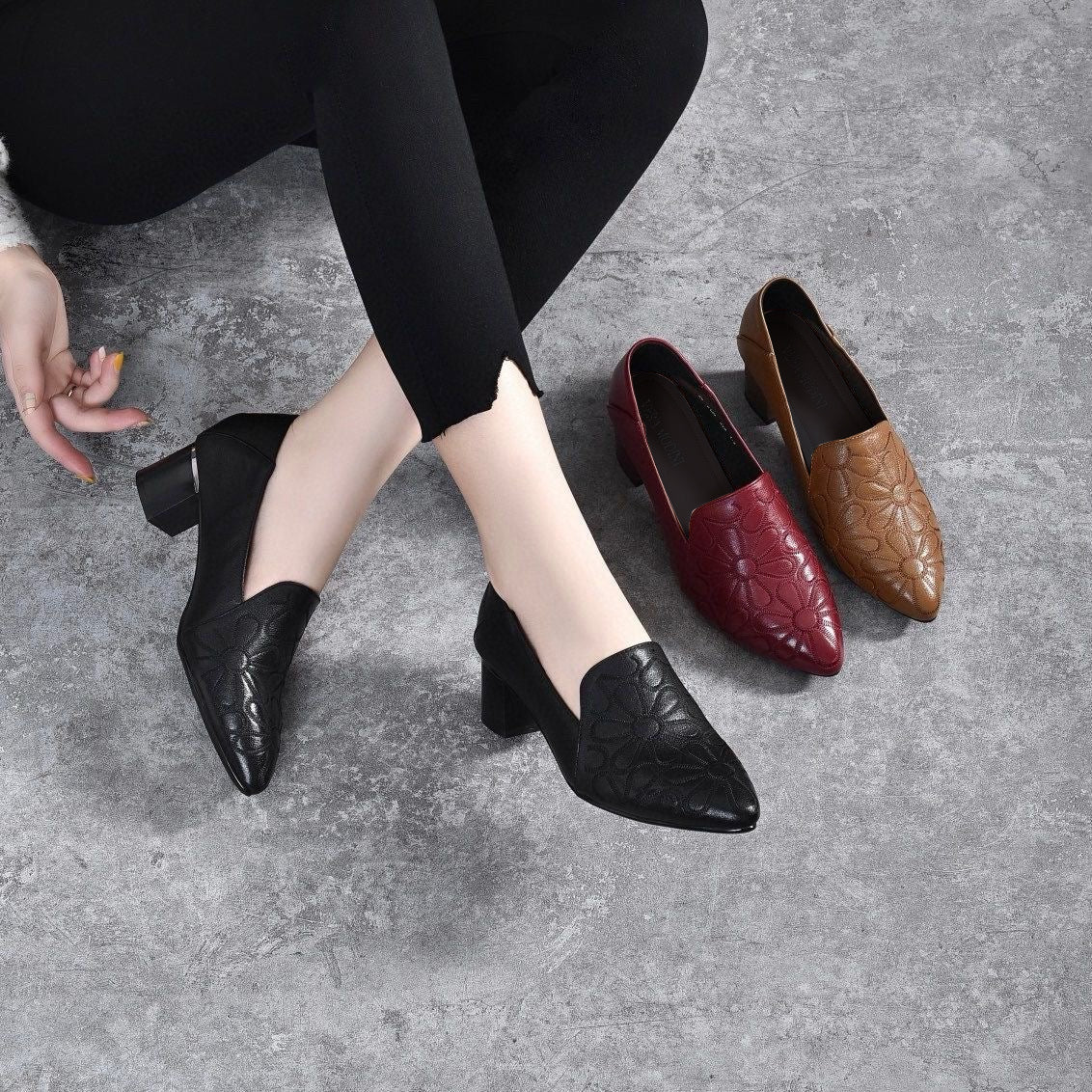Broderin | Chaussures à talons décorées de fleurs