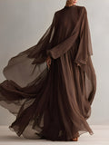 Robe en chiffon marron riche pour femmes avec silhouette maxi fluide et design comme une écharpe, robe de style moderne élégant - glamour MDA1967L4I