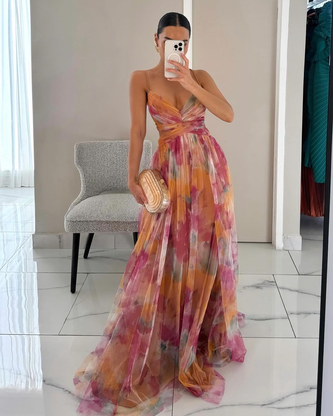 Elena - Robe maxi élégante et fleurie