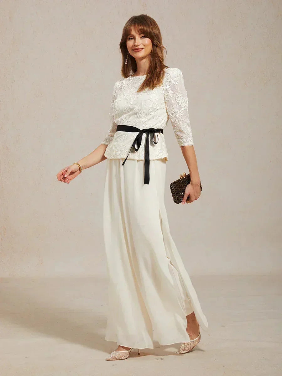 Pantalons à coupe droite avec une couche de chiffon