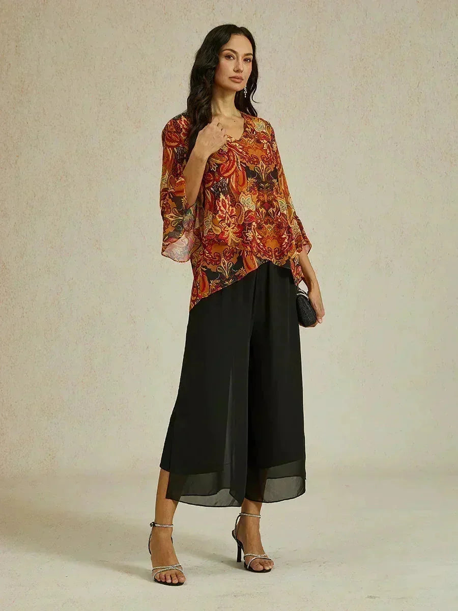 Pantalons droits courts avec une couche de chiffon