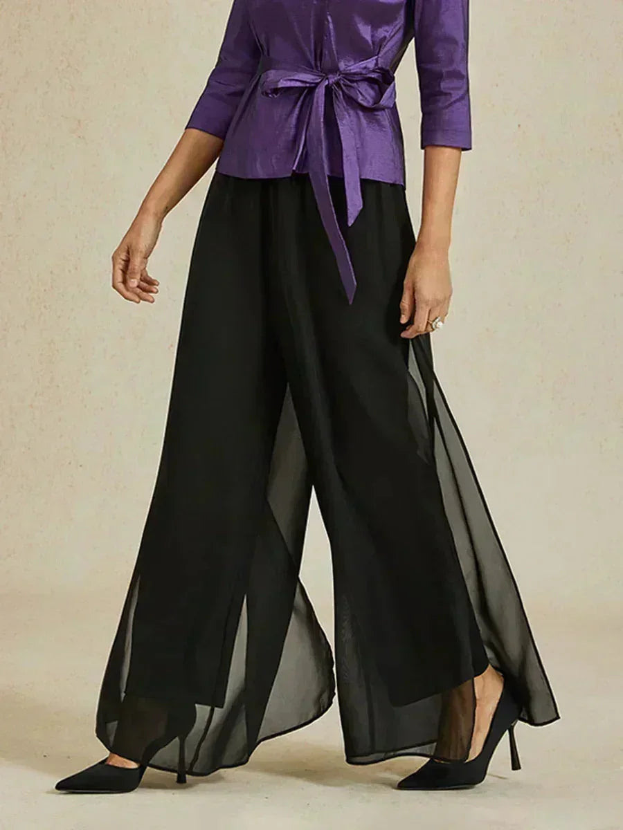 Pantalons droits avec une couche de chiffon