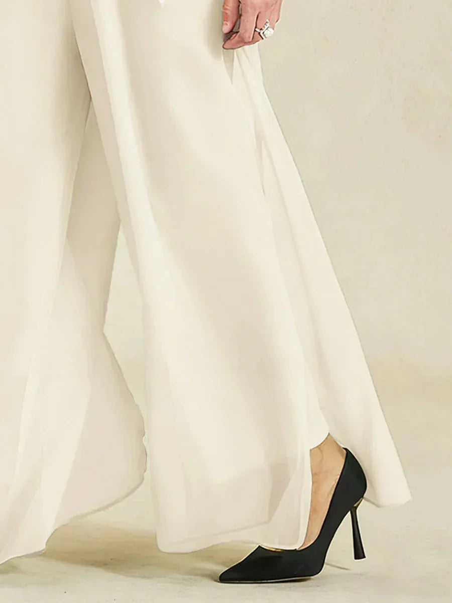 Pantalons droits avec une couche de chiffon