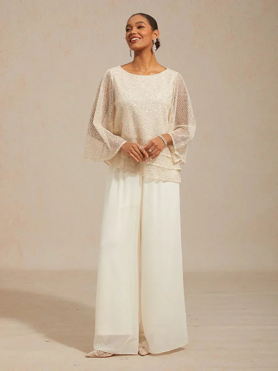 Pantalons droits avec une couche de chiffon